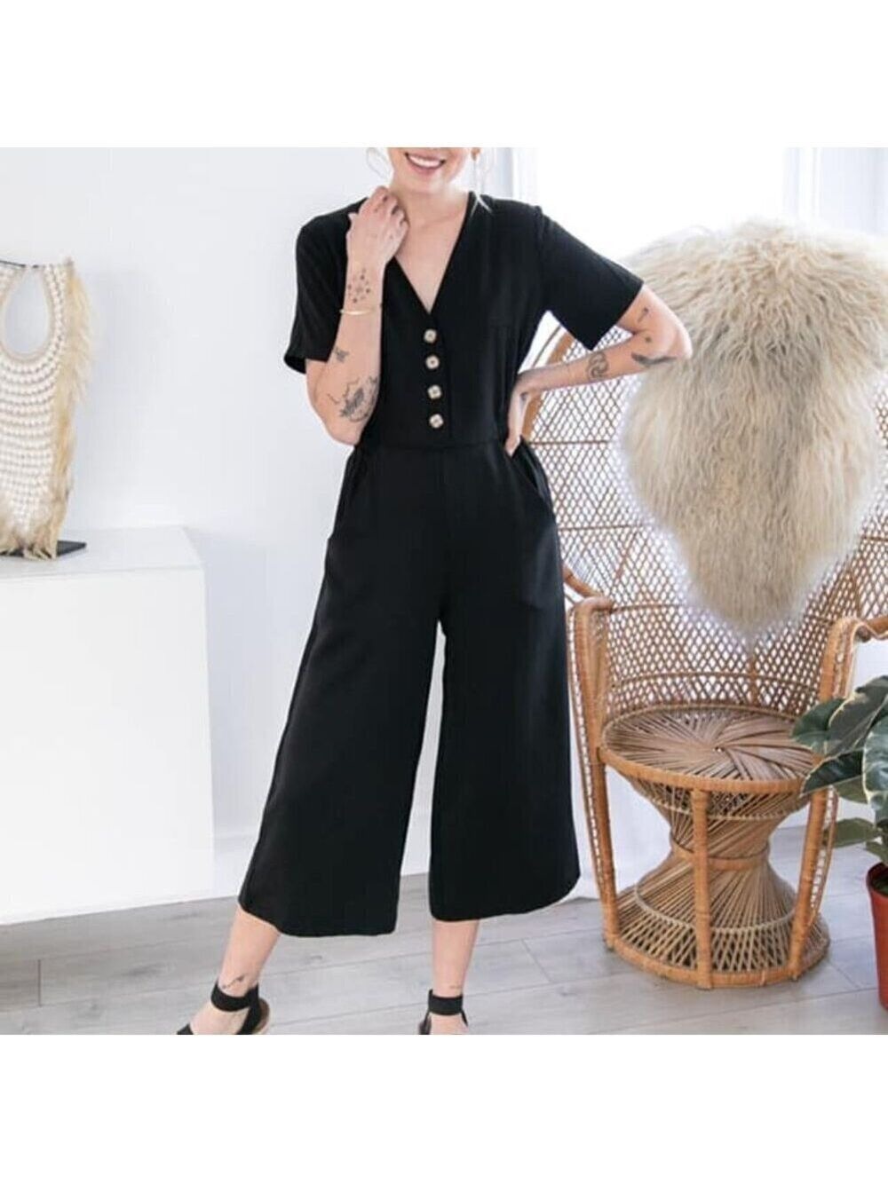 Smash + Tess The Jane Romper Barely Black XS